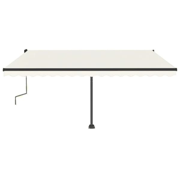vidaXL Frittstående manuell uttrekkbar markise 450x350 cm kremhvit