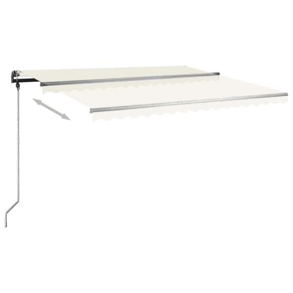 vidaXL Frittstående manuell uttrekkbar markise 450x350 cm kremhvit
