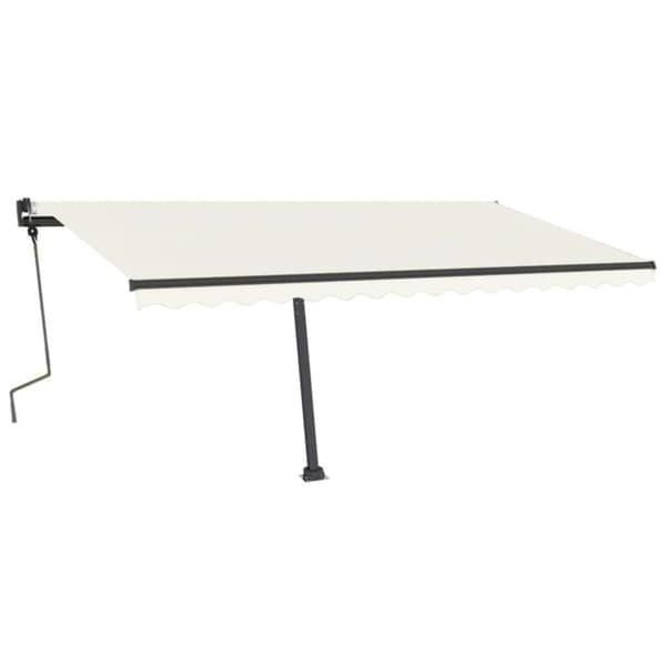 vidaXL Frittstående manuell uttrekkbar markise 450x350 cm kremhvit