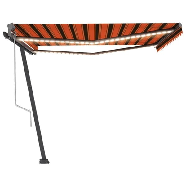 vidaXL Sisäänkelattava markiisi LED/tuulisens. 400x300cm oranssiruskea