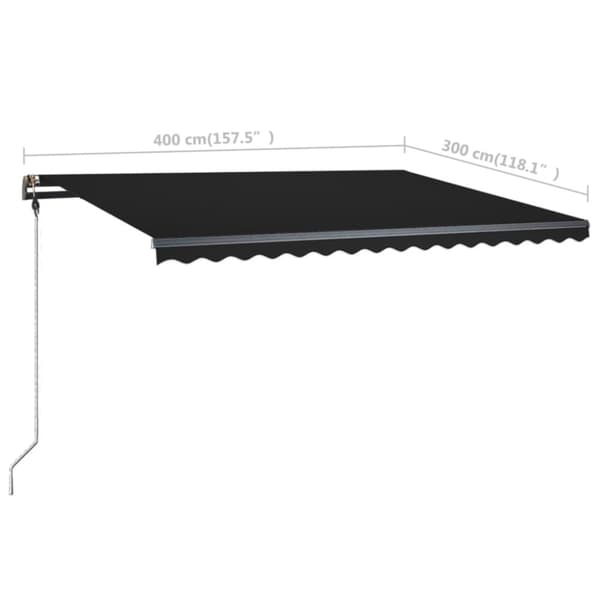 vidaXL markise m. LED-lys 400x300 cm manuel betjening antracitgrå