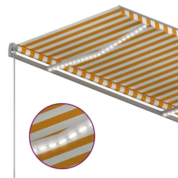 vidaXL Sisäänkelattava markiisi LED/tuulisensori 350x250cm keltavalk.