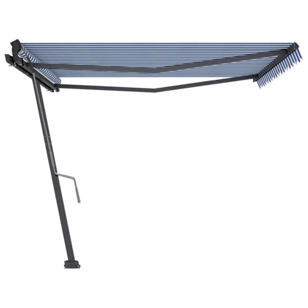 vidaXL Vapaasti seisova sisäänkelattava markiisi 400x350 cm sinivalk.