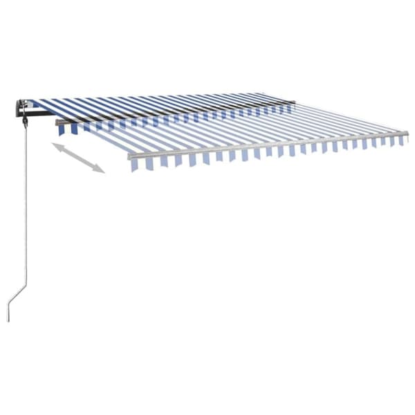 vidaXL Vapaasti seisova sisäänkelattava markiisi 400x350 cm sinivalk.