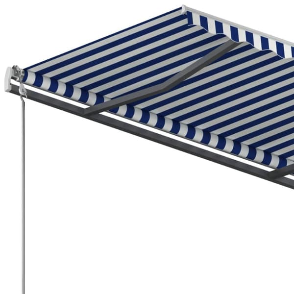 vidaXL Vapaasti seisova sisäänkelattava markiisi 400x350 cm sinivalk.