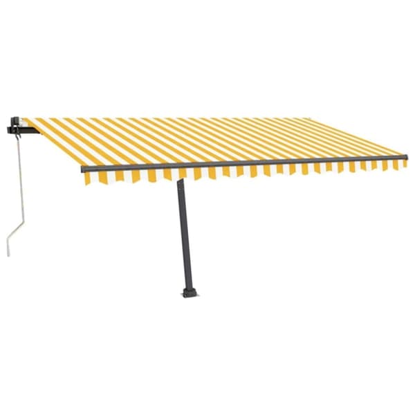 vidaXL Sisäänkelattava markiisi LED/tuulisensori 450x350 cm keltavalk.