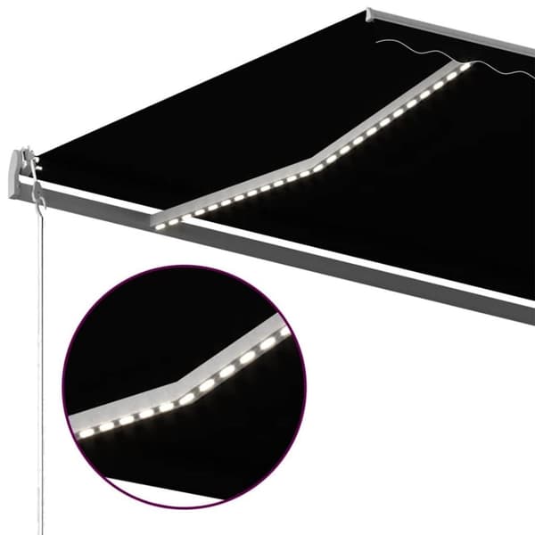 vidaXL Manuell uttrekkbar markise med LED 500x300 cm antrasitt