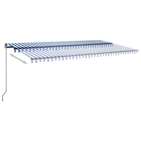 vidaXL markise m. LED + vindsensor 600x300 cm automatisk blå og hvid