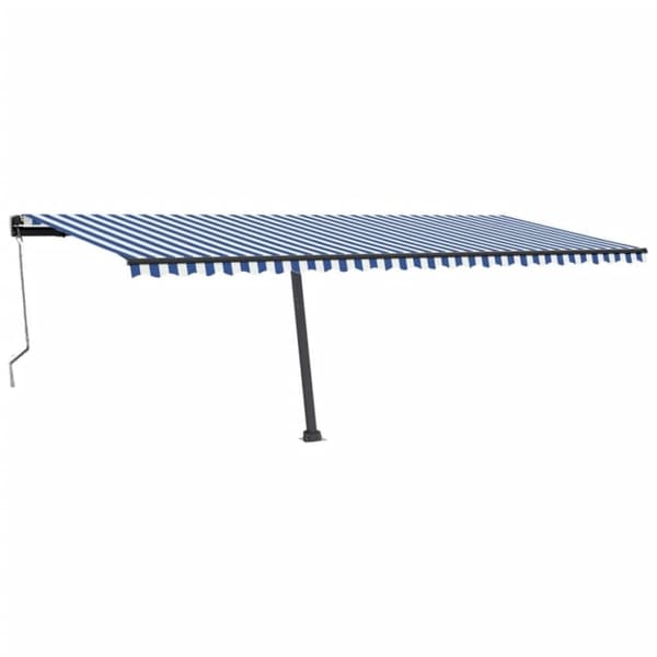 vidaXL markise m. LED + vindsensor 600x300 cm automatisk blå og hvid