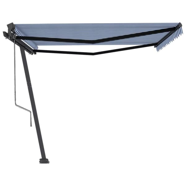 vidaXL Vapaasti seisova sisäänkelattava markiisi 450x350 cm sinivalk.