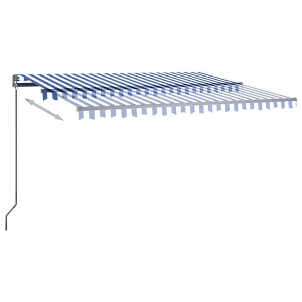 vidaXL Vapaasti seisova sisäänkelattava markiisi 450x350 cm sinivalk.
