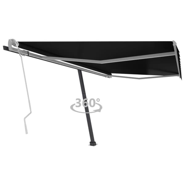 vidaXL Frittstående manuell uttrekkbar markise 450x300 cm antrasitt