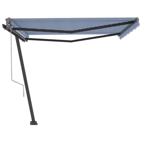 vidaXL Frittstående automatisk markise 450x300 cm blå/hvit