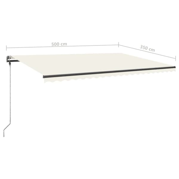 vidaXL Frittstående manuell uttrekkbar markise 500x350 cm kremhvit