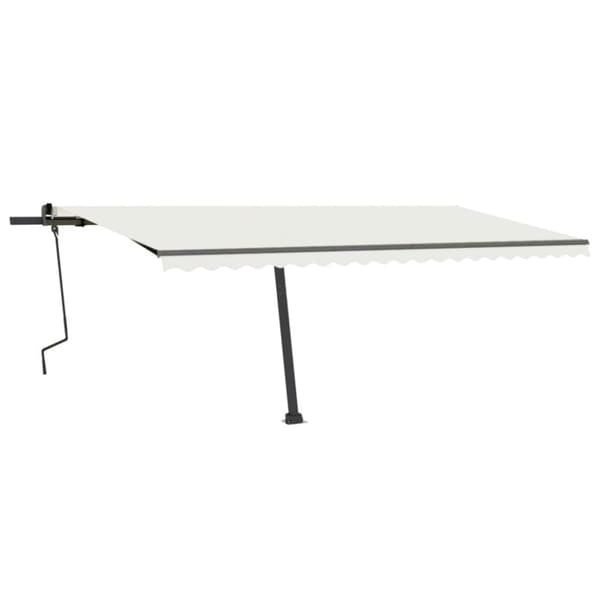 vidaXL Frittstående manuell uttrekkbar markise 500x350 cm kremhvit