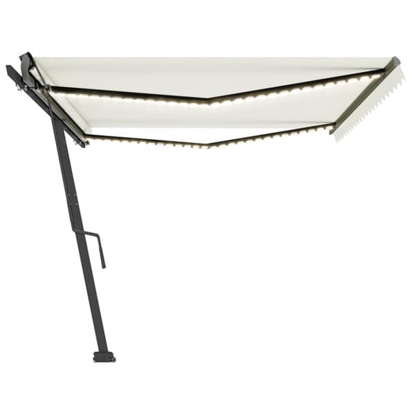 vidaXL Manuell uttrekkbar markise med LED 500x350 cm kremhvit