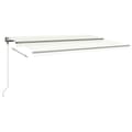 Miniatyrbilde 6 av 11: vidaXL Manuell uttrekkbar markise med LED 500x350 cm kremhvit