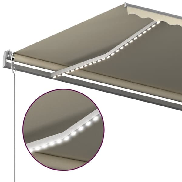 vidaXL Manuell uttrekkbar markise med LED 500x350 cm kremhvit