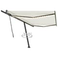 Miniatyrbilde 1 av 11: vidaXL Manuell uttrekkbar markise med LED 500x350 cm kremhvit