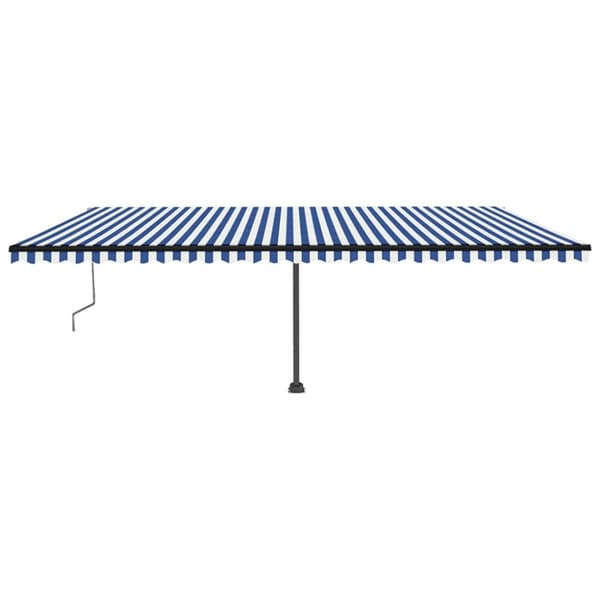 vidaXL Sisäänkelattava markiisi LED/tuulisensori 600x350 cm sinivalk.