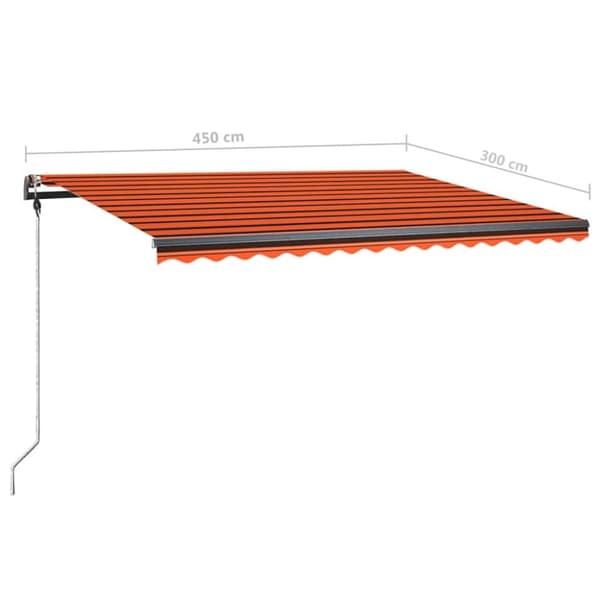 vidaXL Frittstående manuell uttrekkbar markise 450x300 cm oransje/brun