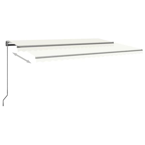 vidaXL Automatisk markis med vindsensor & LED 500x350 cm gräddvit