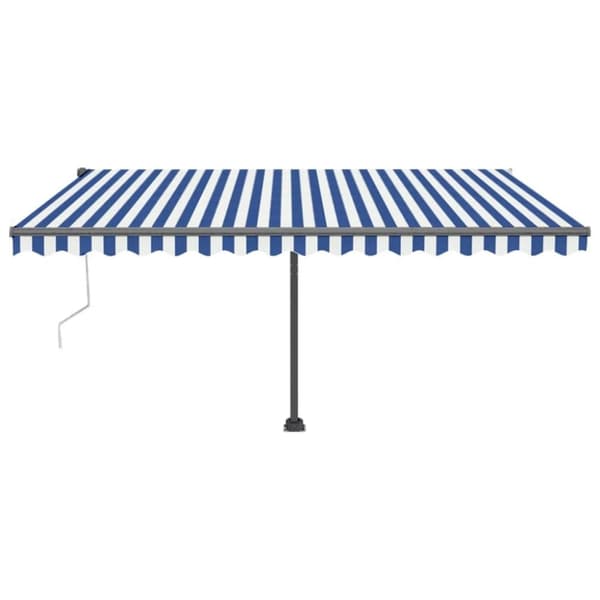 vidaXL fritstående markise 450x300 cm automatisk betjening blå/hvid