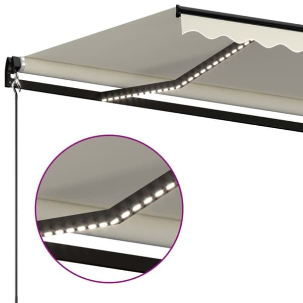 vidaXL markise m. LED-lys 400x350 cm manuel betjening cremefarvet