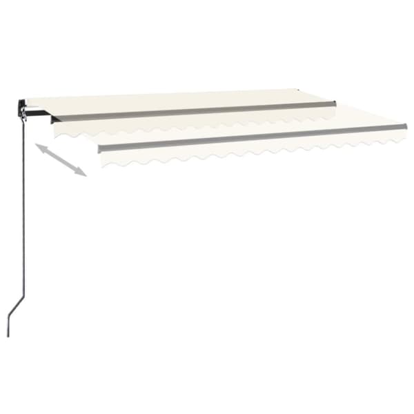 vidaXL Manuaalisesti sisäänkelattava markiisi LEDillä 450x350 cm kerma