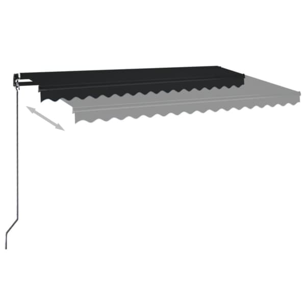 vidaXL Markis manuellt infällbar med LED 450x350 cm antracit