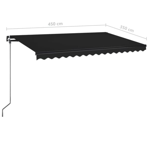 vidaXL Markis manuellt infällbar med LED 450x350 cm antracit