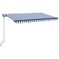 Miniatyrbilde 2 av 7: vidaXL Manuell uttrekkbar markise med LED 450x350 cm blå og hvit