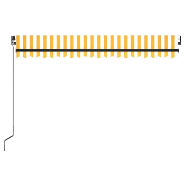 vidaXL Manuell uttrekkbar markise med LED 400x350 cm gul og hvit