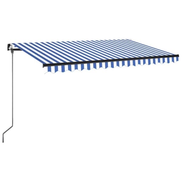 vidaXL Manuell uttrekkbar markise med LED 400x350 cm blå og hvit
