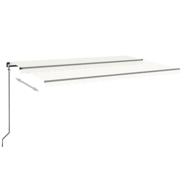 vidaXL Manuaalisesti sisäänkelattava markiisi LED-valo 500x350cm kerma