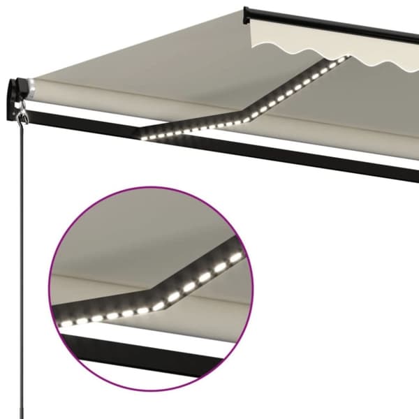vidaXL Manuaalisesti sisäänkelattava markiisi LED-valo 500x350cm kerma