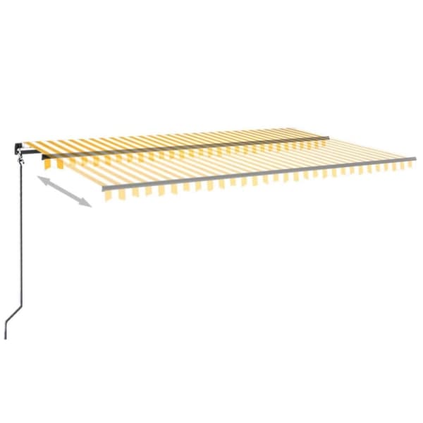 vidaXL Manuaalisesti sisäänkelattava markiisi LED 500x350cm keltavalk.