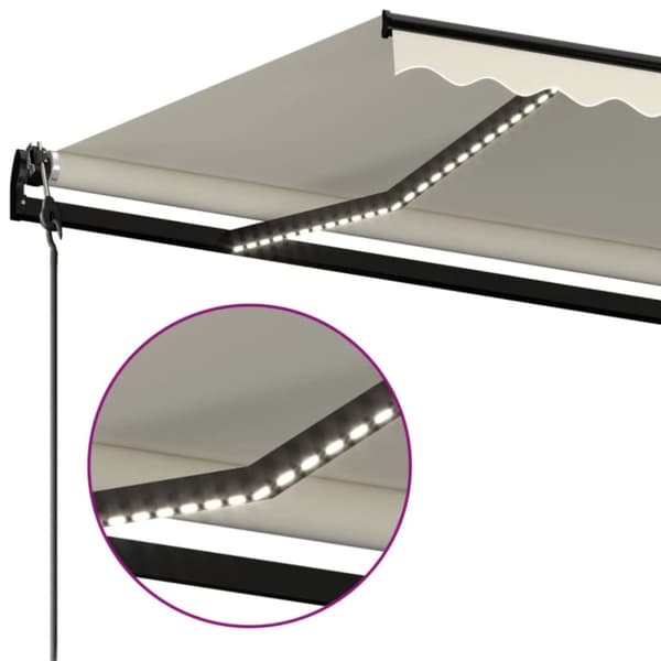 vidaXL Automatisk markise med vindsensor og LED 450x350 cm kremhvit