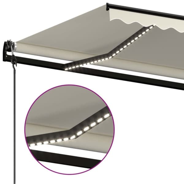 vidaXL Automatisk markise med vindsensor og LED 500x350 cm kremhvit