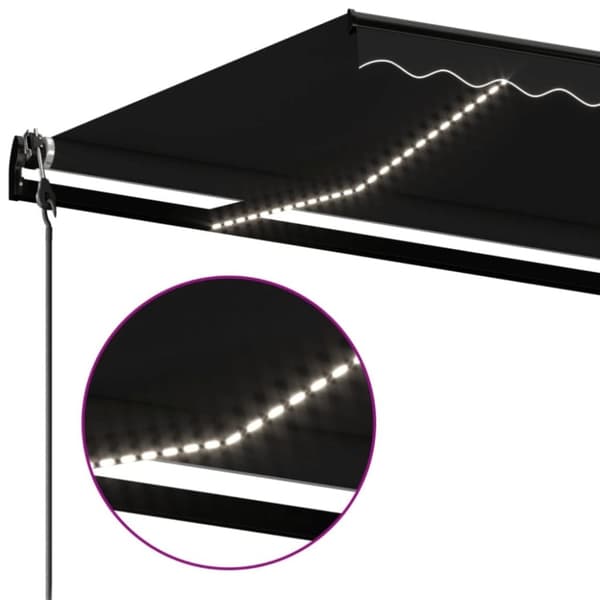 vidaXL markise m. LED + vindsensor 450x350 cm automatisk antracitgrå