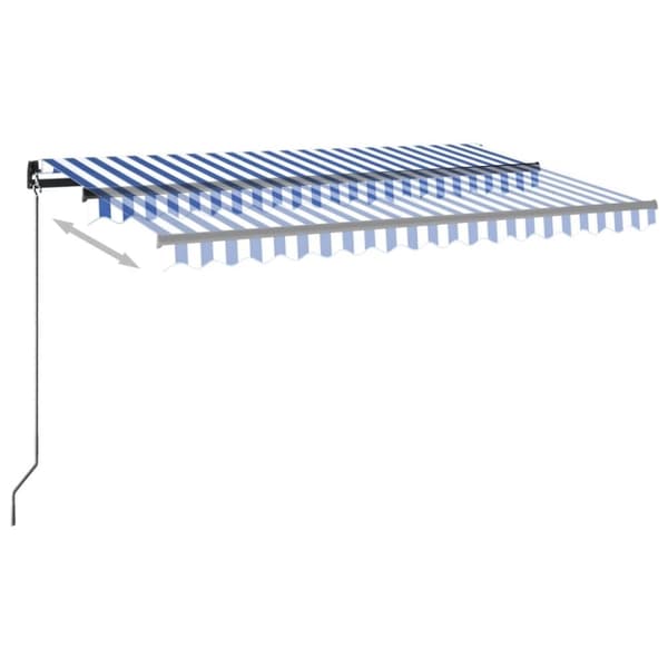 vidaXL Sisäänkelattava markiisi LED/tuulisensori 450x350 cm sinivalk.