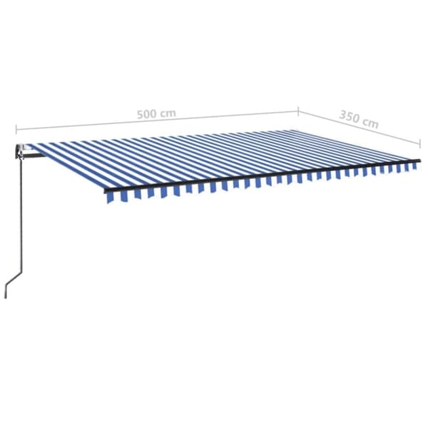 vidaXL Automatisk markise med vindsensor og LED 500x350 cm blå og hvit