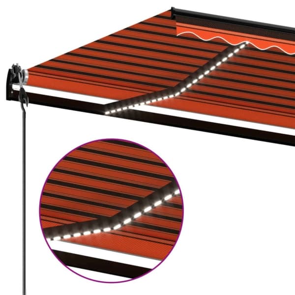 vidaXL Sisäänkelattava markiisi LED/tuulisens. 450x350cm oranssi/rusk.
