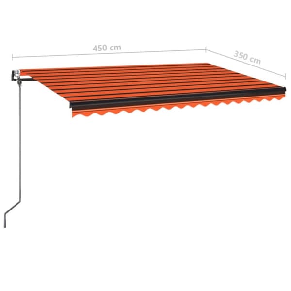 vidaXL Sisäänkelattava markiisi LED/tuulisens. 450x350cm oranssi/rusk.