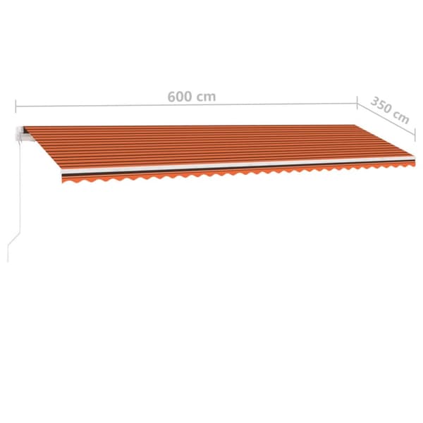 vidaXL Vapaasti seisova sisäänkelattava markiisi 600x350 cm ora./rusk.