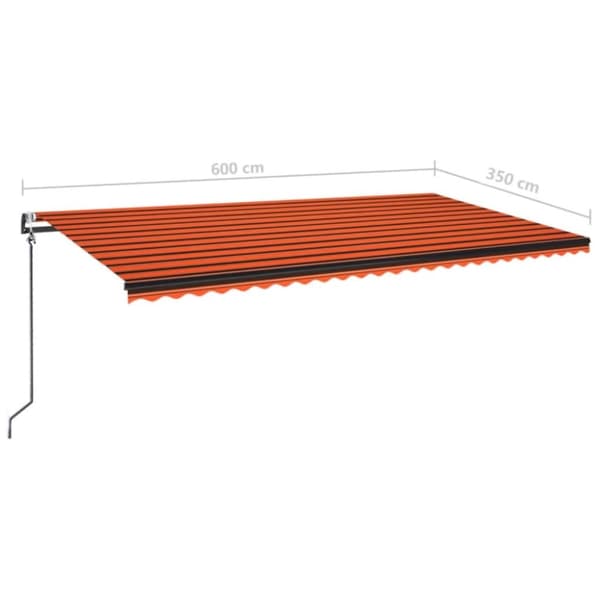 vidaXL Automatisk markise med vindsensor og LED 600x350cm oransje/brun