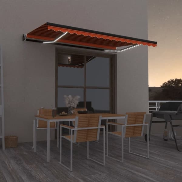 vidaXL Automatisk markis med vindsensor & LED 450x350 cm orange/brun