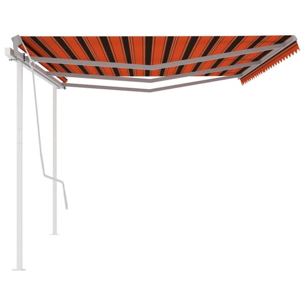 vidaXL Manuell uttrekkbar markise med stolper 6x3,5 m oransje og brun