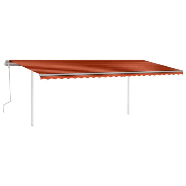 vidaXL Manuell uttrekkbar markise med stolper 6x3,5 m oransje og brun