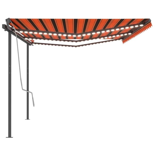 vidaXL Manuell uttrekkbar markise med LED 6x3,5 m oransje og brun